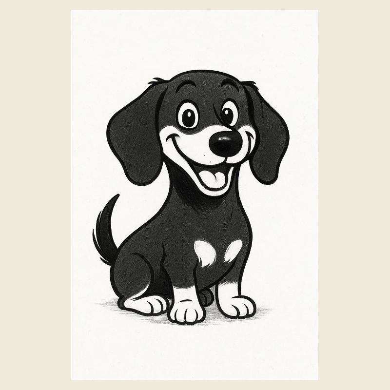 Happy dachshund black and white