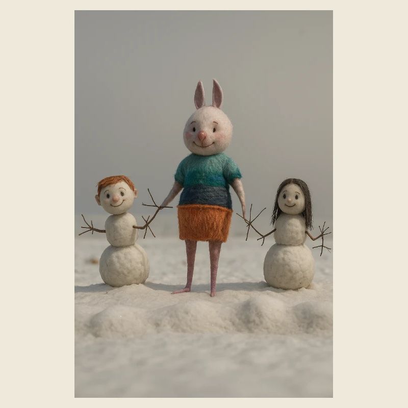 Funny Easter Bunny Family Felt Art