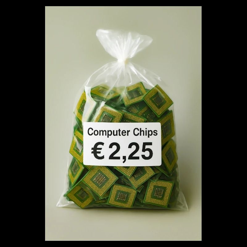 Preisschild für Computerchips