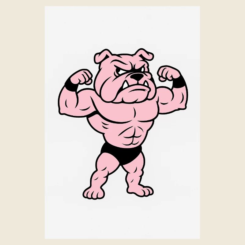 Posture du bouledogue musculaire rose