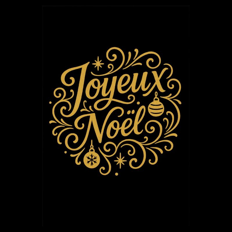 Joyeux Noël doré sur noir