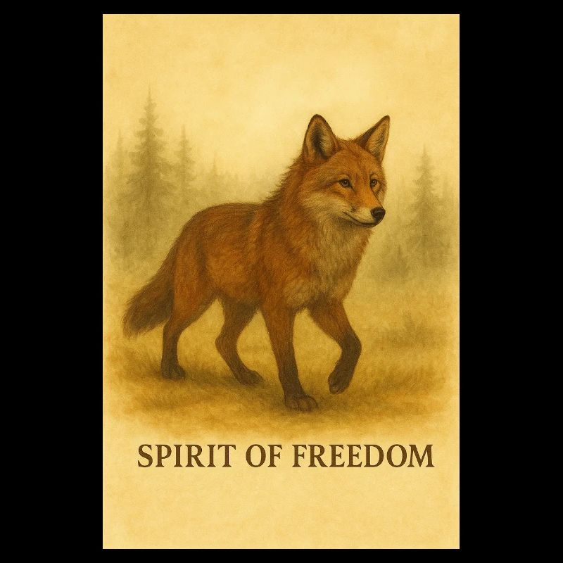 Freedom fox in sepia style
