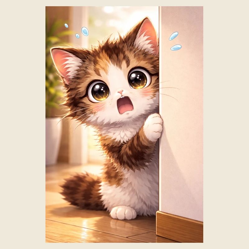 Kitten Peek in the Door Frame