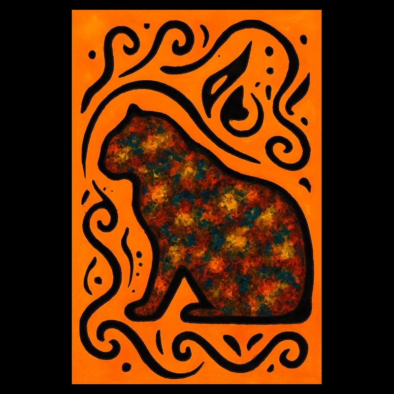 Mystic Cat Mandala Orange