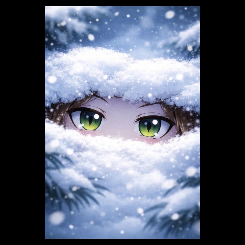 Animeaugen im Schneegestöber