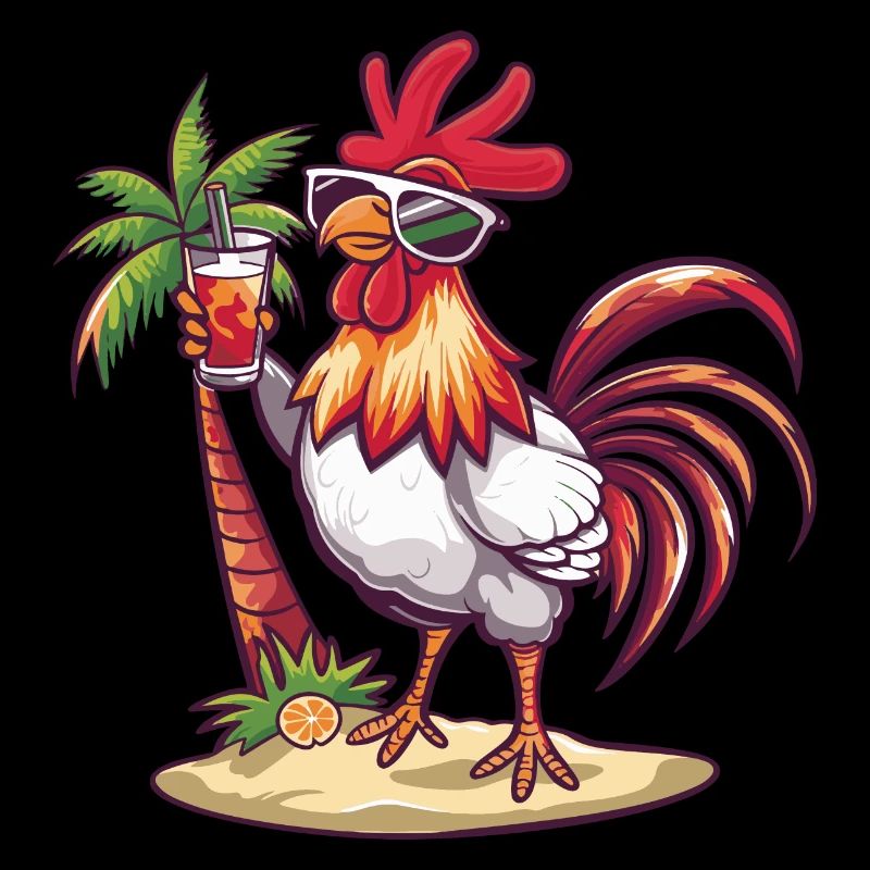 Coq d’été plage bande dessinée