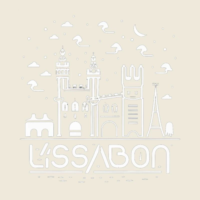 Lissabon Skyline Linie Kunst