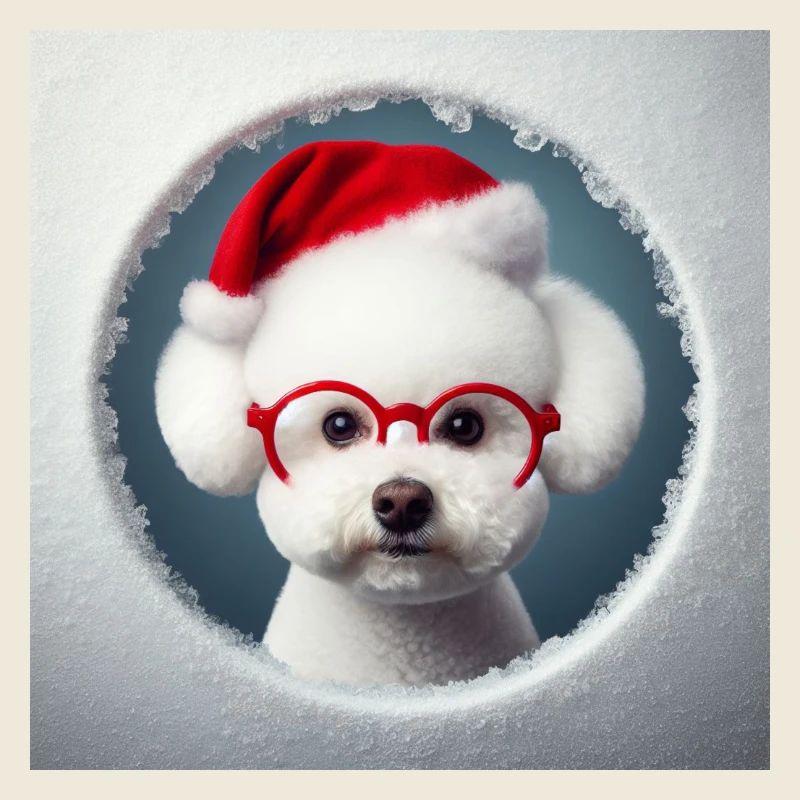 Bichon Frisé Hund als Weihnachtsmann