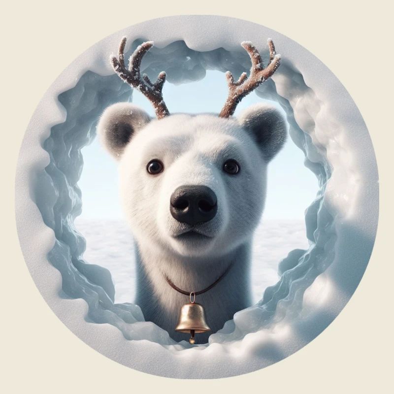 Tête de renne regardant à travers la glace