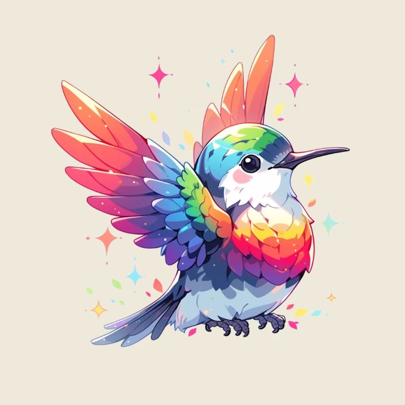 Cute Flying Colorful Bird Glitter Shirt