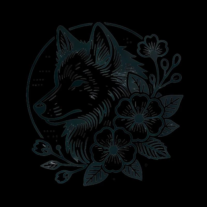 Wolf and Floral Fusion Illustration