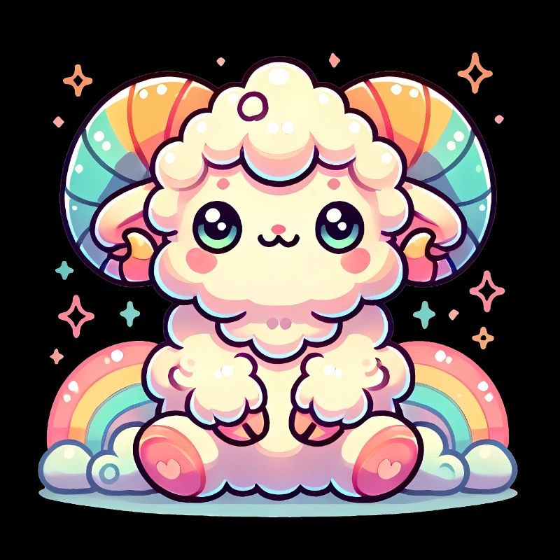 Coloré Mignon Bélier Dessin Animé Illustration