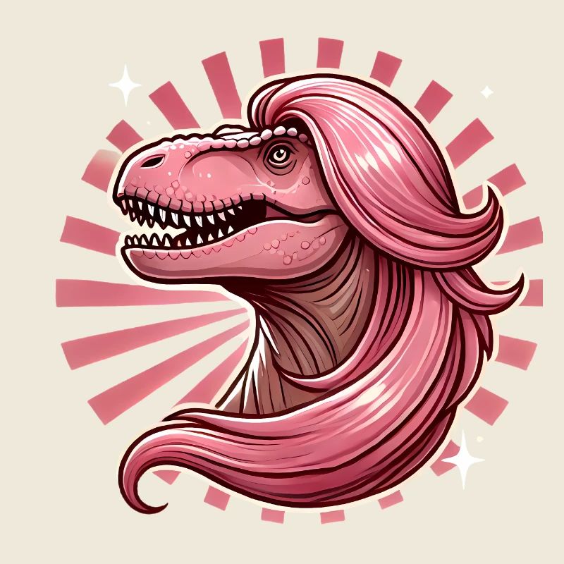 Rosahaarige Diva TRex Illustration