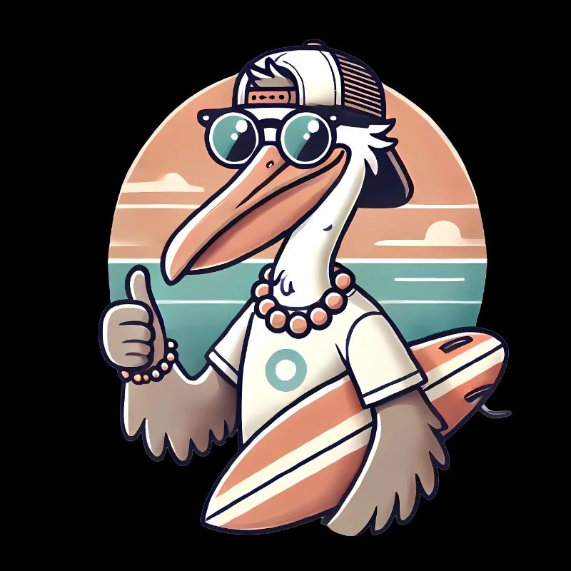 Cooles Strand-Pelikan-Cartoon-Design
