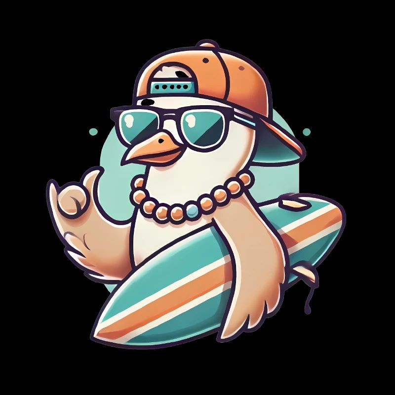 Cool surfer mouette dessin animé design