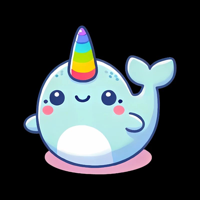 Niedliche Regenbogen Horn Narwal Karikatur