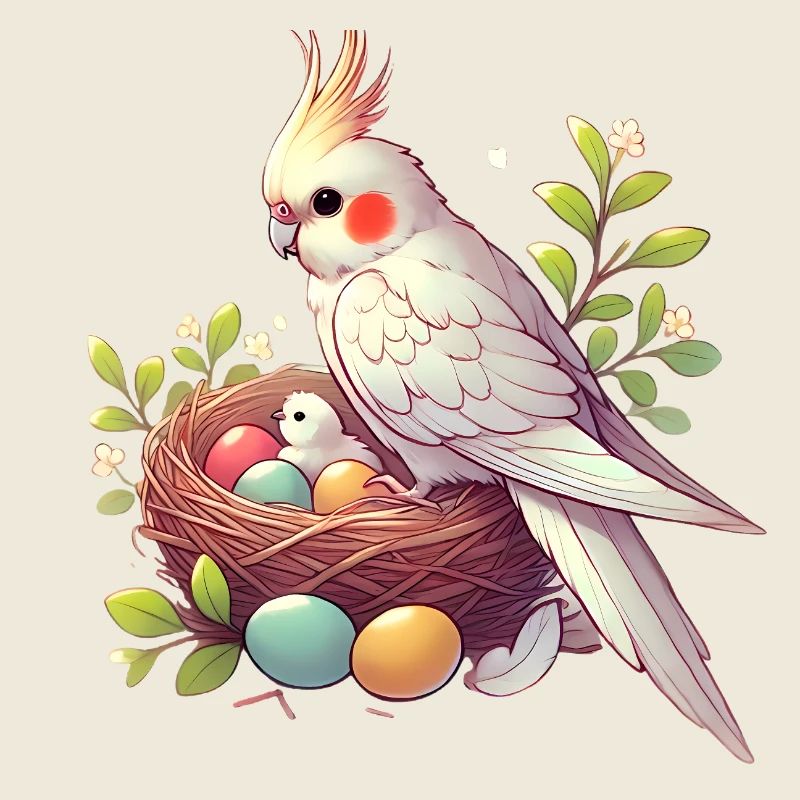 Nymphensittich-Nest mit Eiern Illustration