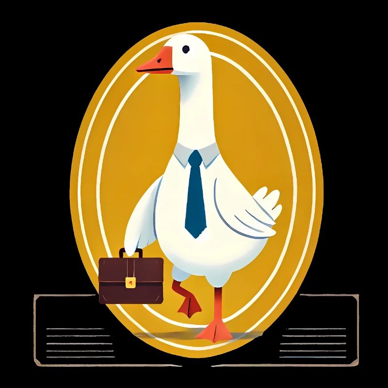 Ernsthafte Gans im Anzug mit Aktentasche