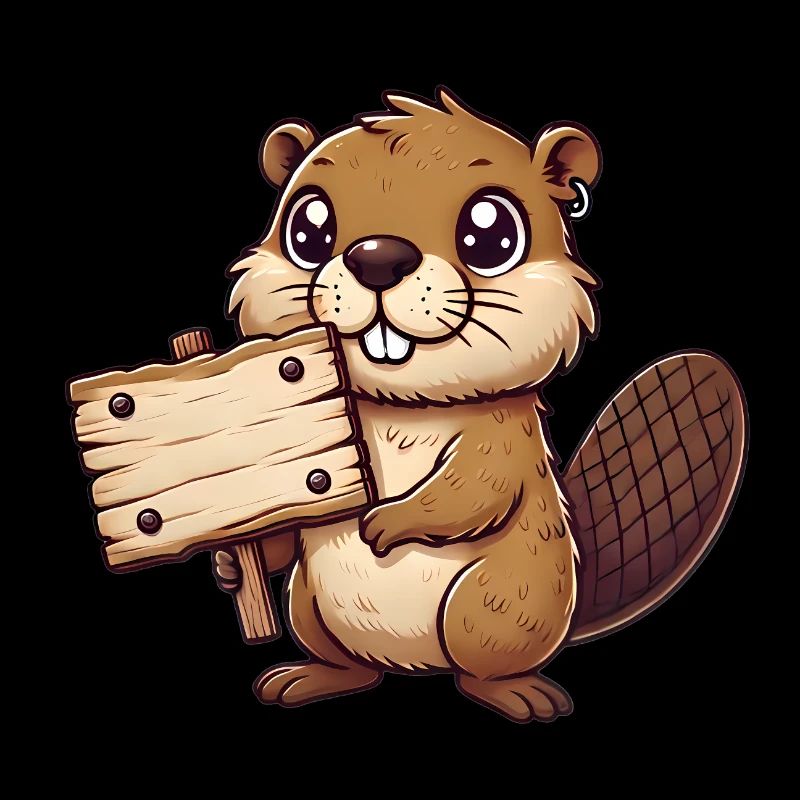 Entzückender Biber hält leeres Schild