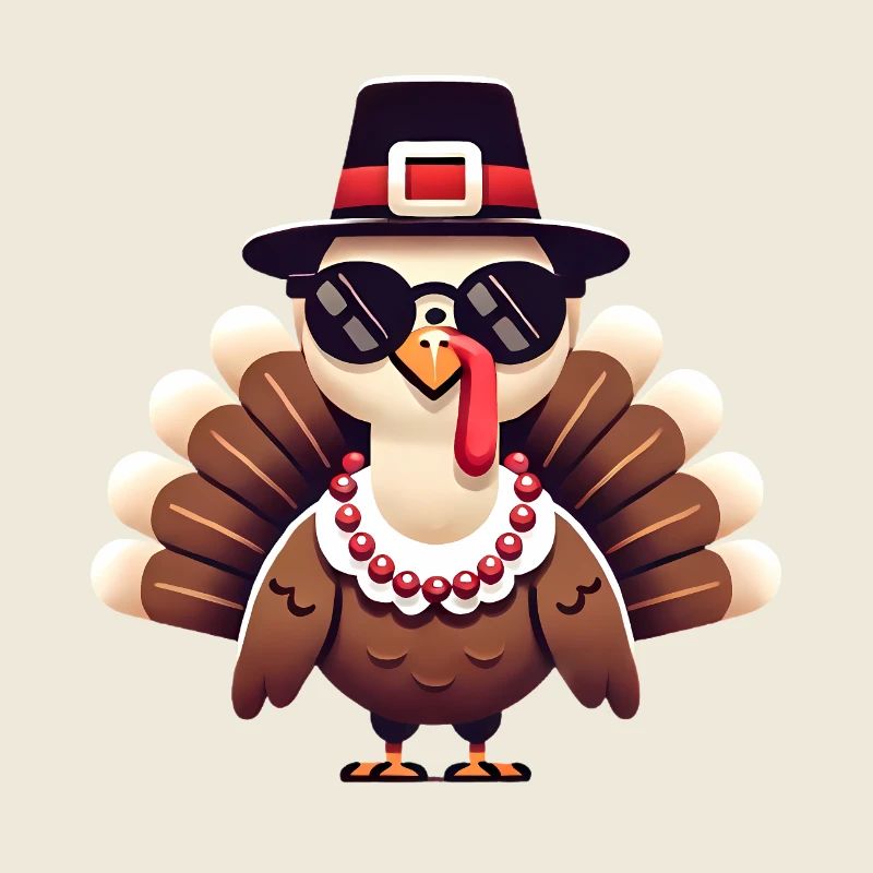 Dinde fraîche de Thanksgiving avec lunettes de soleil