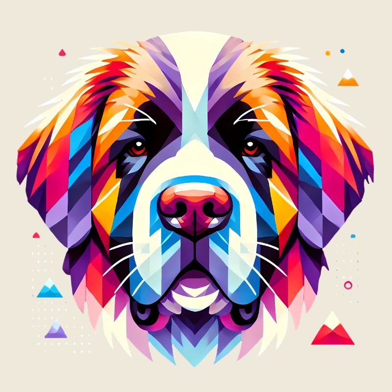 Colorful Geometric Dog Face Art