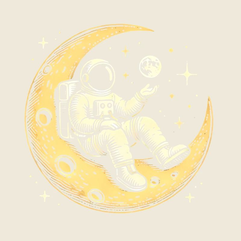 Chill Astronaut on Crescent Moon