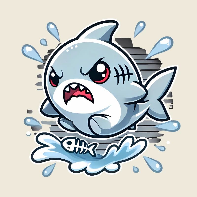 requin en colère éclaboussure dessin animé design