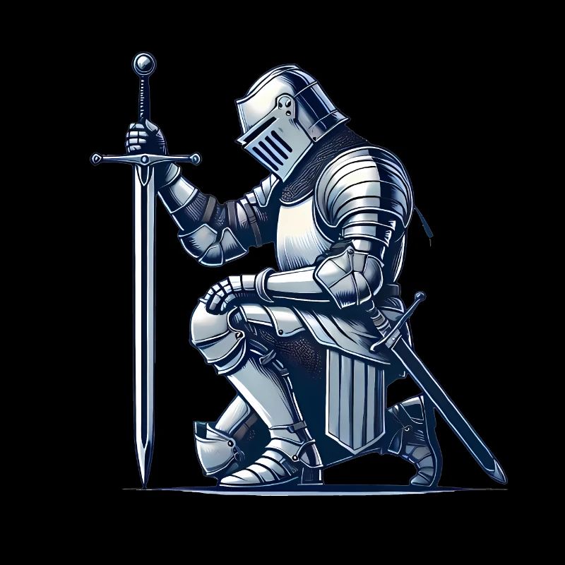 Kniender mittelalterlicher Ritter Illustration