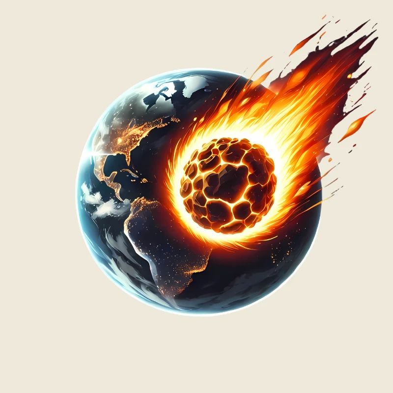 Fiery Asteroid Impact on Earth