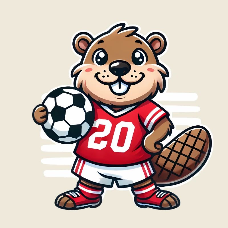 Fröhlicher Biber Fußball Maskottchen Design