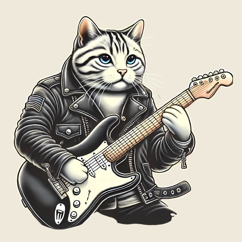 Katze spielt Gitarre
