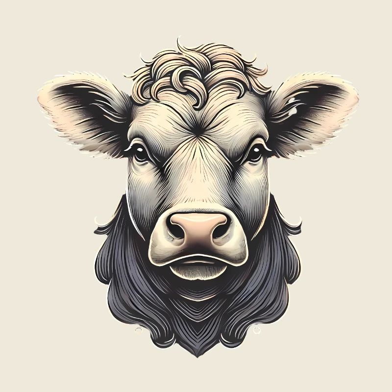 Detaillierte Kuhkopf-Illustration