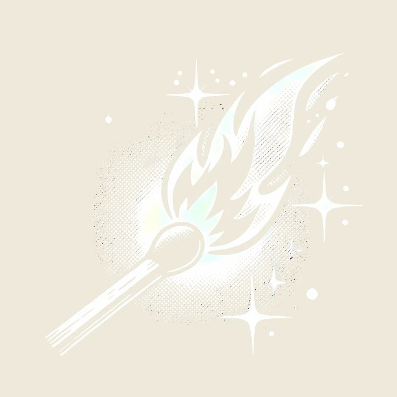 Retro Halftone Matchstick Flame