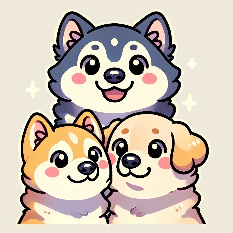 Adorable Stacked Dog Cartoon Design