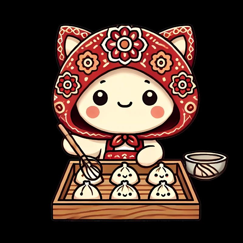 Adorable chat chef à capuche rouge