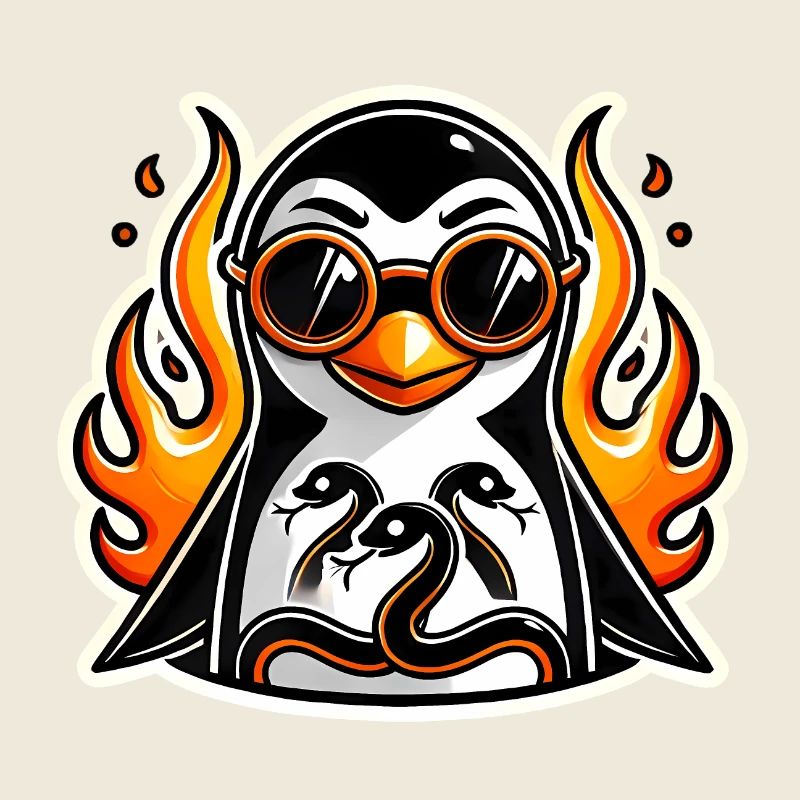 Cool Penguin on Fire Chill Vibes