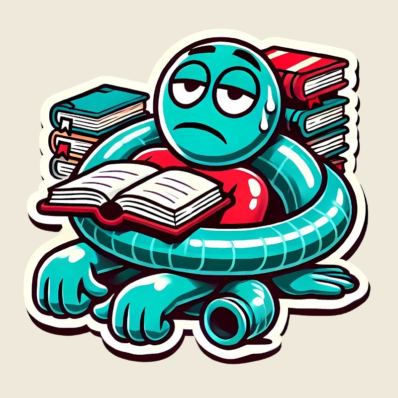 Exhausted Book Lover Cartoon Design