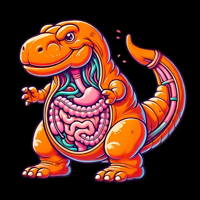 Lustiges TRex Anatomie Cartoon Design