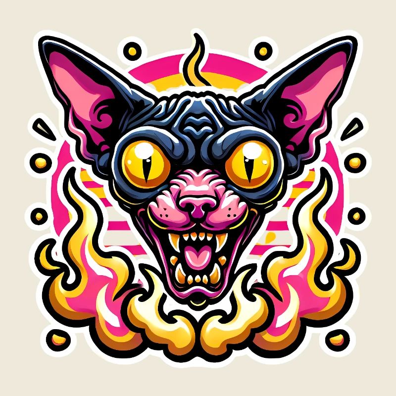 Fierce Sphynx Katze Valentinstag Flammen