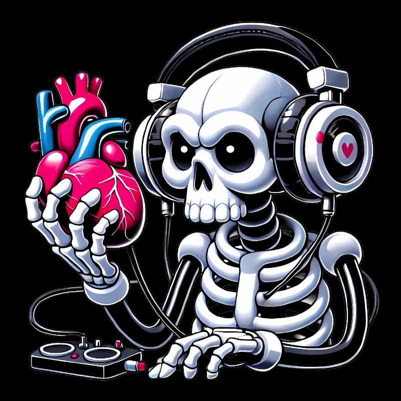 Squelette à l’écoute du design du cœur