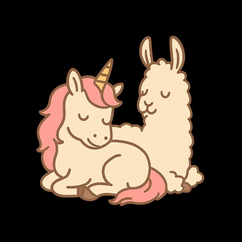 Licorne et lama endormis