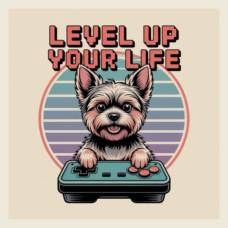 Niedlicher Retro-Gamer-Hund