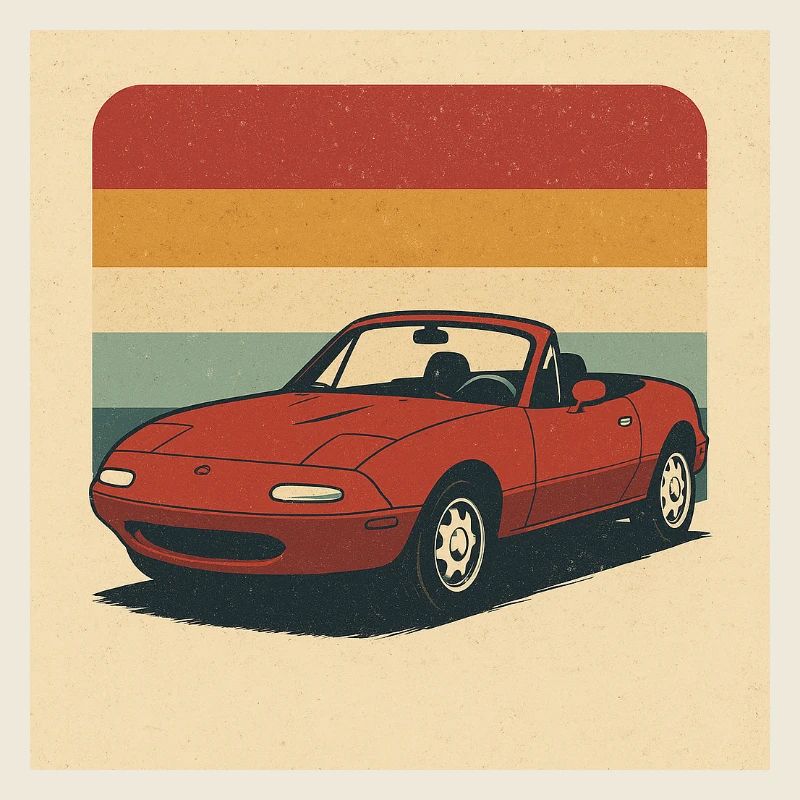 Retro Sportscar Illustration mit Vintagefarben