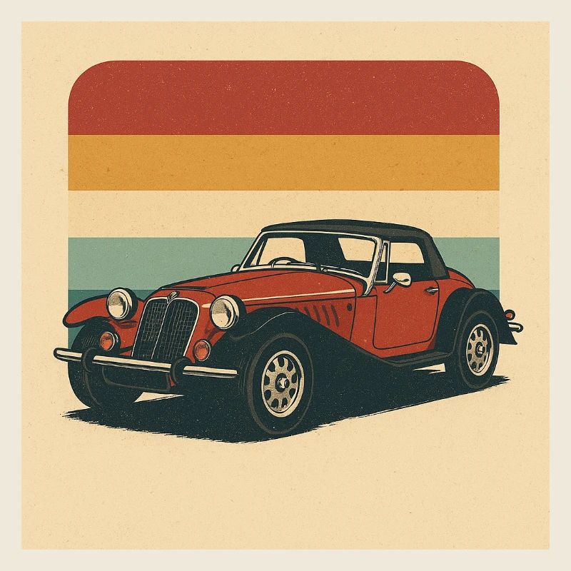 Vintage Roadster with Retro Horizon