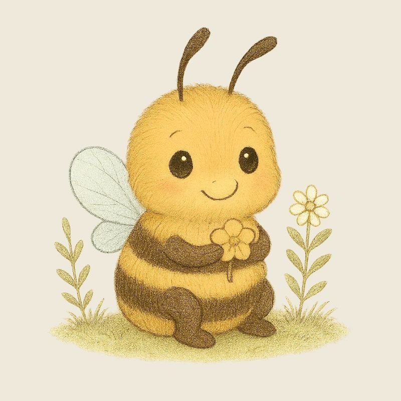 Süße Biene mit Blumenmotiv