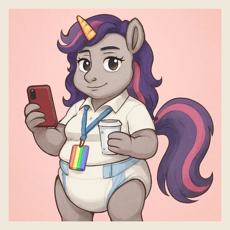 Communicative Unicorn with Book and Smartphone
