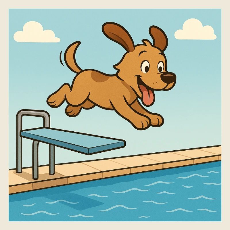 Chien joueur sautant dans l’eau