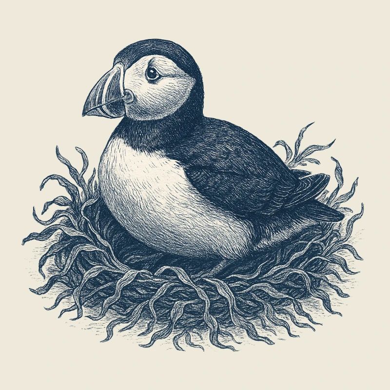 Illustration détaillée d’un nid de macareux