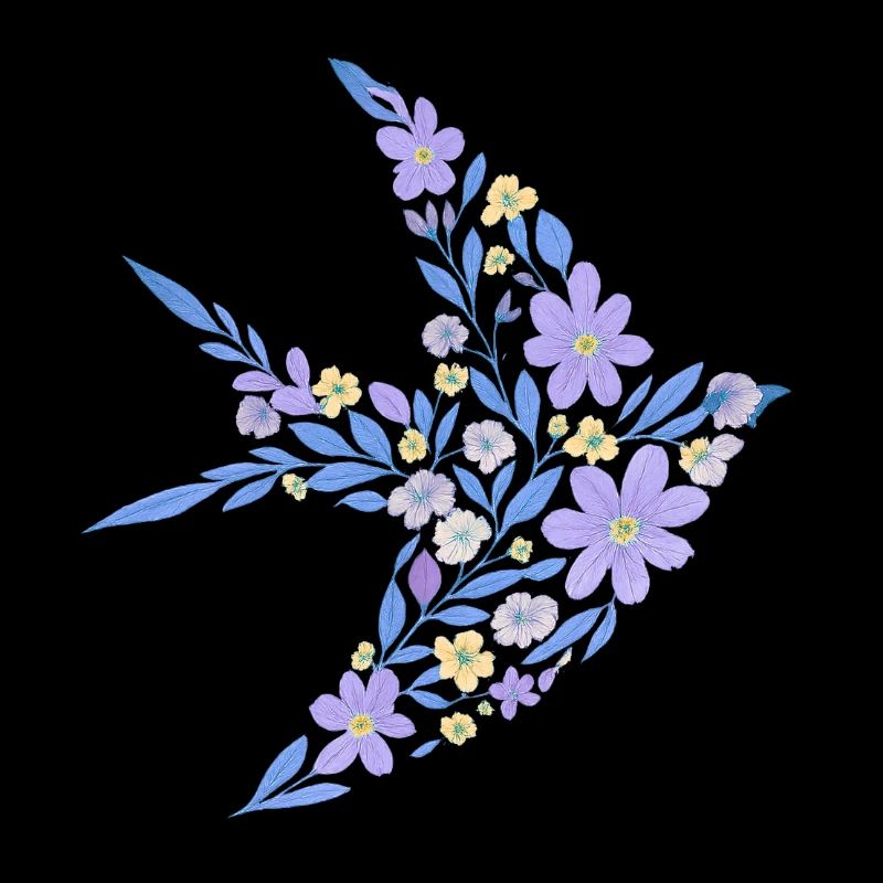 Nordisch Floral - Hellvioletter Vogel