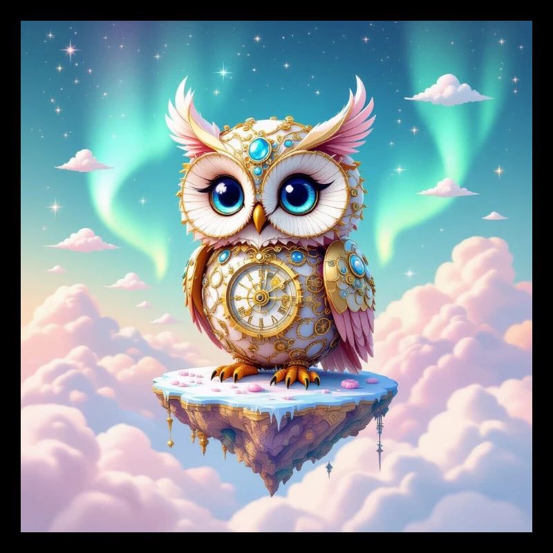 Entzückende Fantasieeule mitten in den Wolken